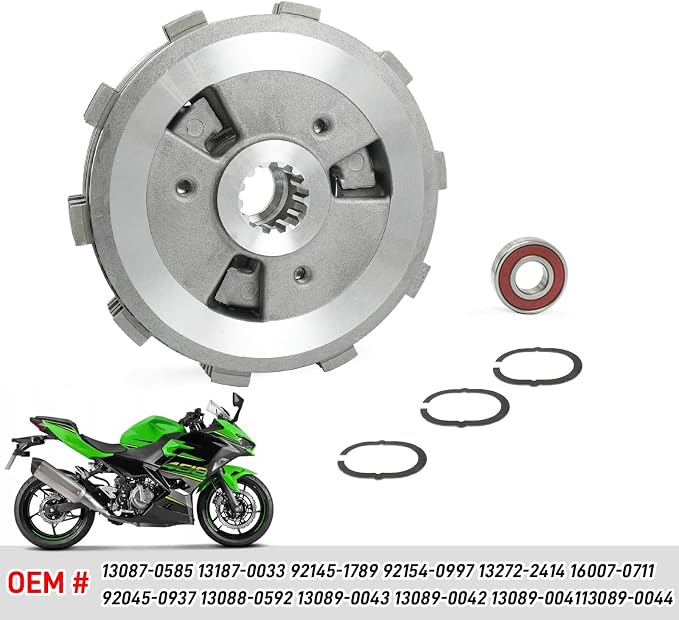Clutch Kit & Friction Steel Plate for Kawasaki Ninja 400 EX400 Z400 ER400 2018-2024 OEM# 13087-0585 13187-0033