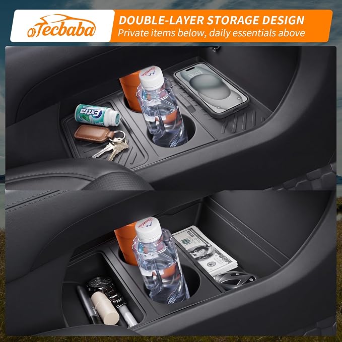 Center Console Organizer Compatible with 2024-2026 Hyundai Santa Fe Center Console Lower Insert Storage Tray TPE Underneath Storage Box for 2025 Santa Fe Accessories