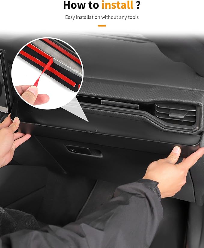 Hoolcar Copilot Armrest Storage Box Passenger Grab Tray Organizer Compatible with 2024-2025 Ford Mustang, Interior Storage Expansion Accessories, Black