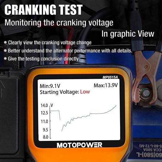 MOTOPOWER MP0515A 12V Car Battery Load Tester with MP69040