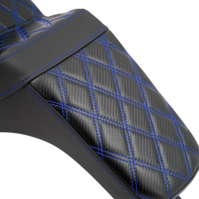 Motorcycle Seat Driver Passenger Seat PU Leather Seat Pillion Fit For Harley Low Rider Low Rider S ST 2018-up (Blue Stitching)