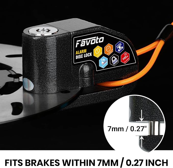 Favoto Motorcycle Cover 96.5 inches Length + Favoto Alarm Disc Lock, 3 Keys and 18 Batteries