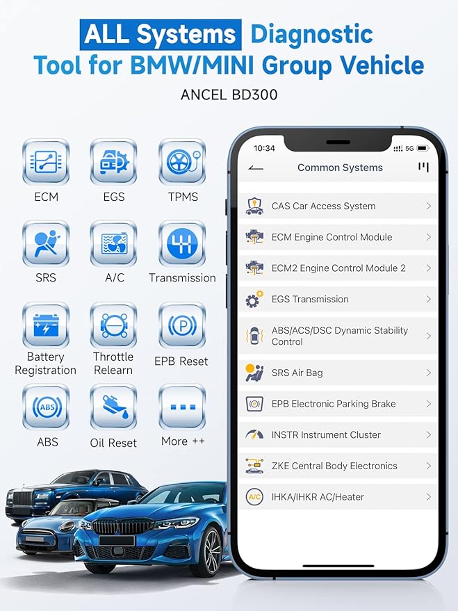 ANCEL BD300 OBD2 Scanner Bluetooth with ANCEL BA301 6V 12V Car Battery Tester
