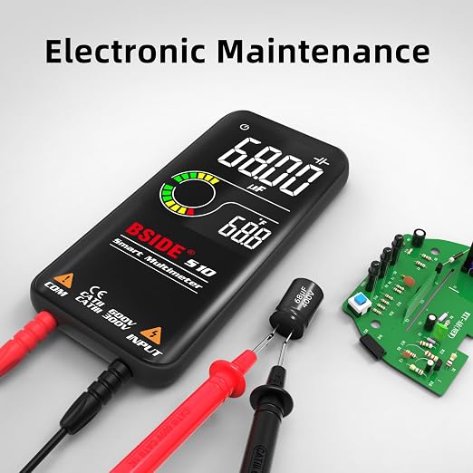 BSIDE Digital Multimeter Color LCD 9999 Counts Auto-Ranging Voltmeter Capacitance Resistance Continuity Frequency Diode Duty Cycle Live Check Voltage Tester with Flashlight