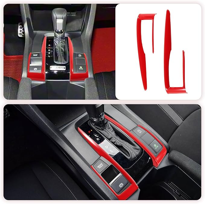 Interior Trim Kit for Honda 10th Civic 2016-2021 Red Instrument Central Control Gear Shift Panel Cover Trim