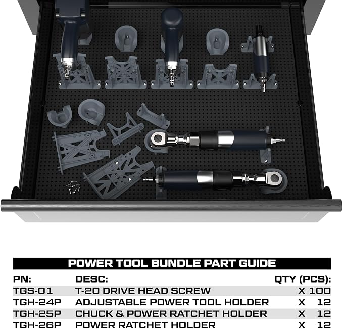 Modular Tool Organizer Bundles - Tool Box, Socket Organizer & Wall Panel Organization System for Toolbox, Kit & Garage Storage - POWER TOOL BUNDLE