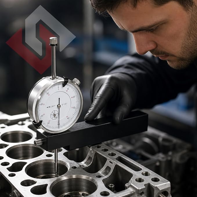 6434 Sleeve Height and Counter Bore Gauge for All Diesel Engines, 0-1.00" Cylinder Bore Gauge, 0.001" Graduation, 0-100 Dial Indicator for Sleeve Height, Counter Bore, Piston Deck & Valve Protrusion