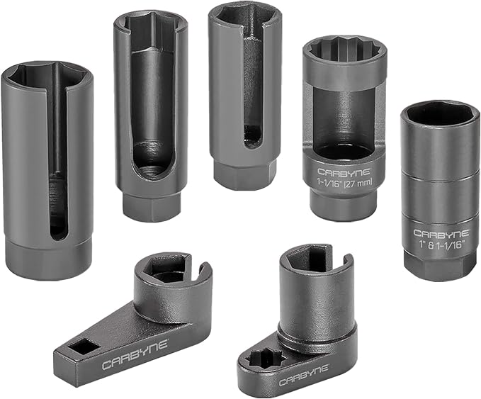 CARBYNE 7-Piece Oxygen Sensor and Sending Unit Socket Set, Chrome Molybdenum and Chrome Vanadium Steel, Universal Fit, Storage Case