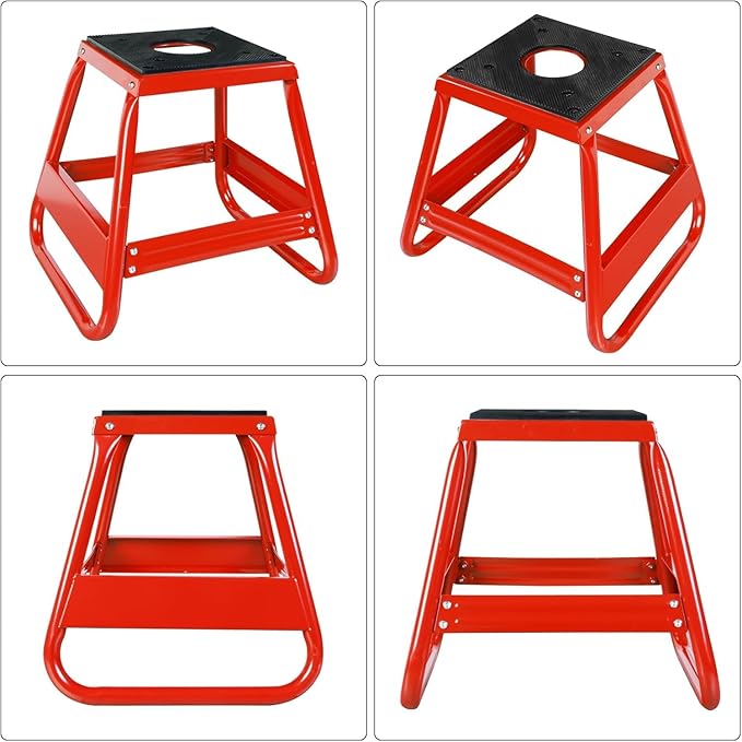 Big RED Dirt Bike Stand Motorcycle Stand Lift, 1000LBS Capacity Non-Slip Off-Road Steel Universal Detachable Maintenance Motorcycle Stand, Fit for Honda Yamaha Kawasaki