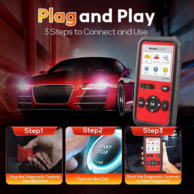 Autel AutoLink AL529HD, Vehicle Code Reader, Advanced AL529 OBD2 Code Scanner, AutoVIN Read Enhanced Codes for Ford/GM/Chrysler, Freeze Frame Data, Code Reader for Cars and Trucks