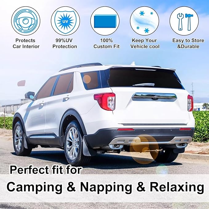 Side Window Sun Shades for Ford Explorer 2020-2025, Custom Fit, Driver & Passenger Side Windows for Max UV Protection, Heat Reduction & Privacy