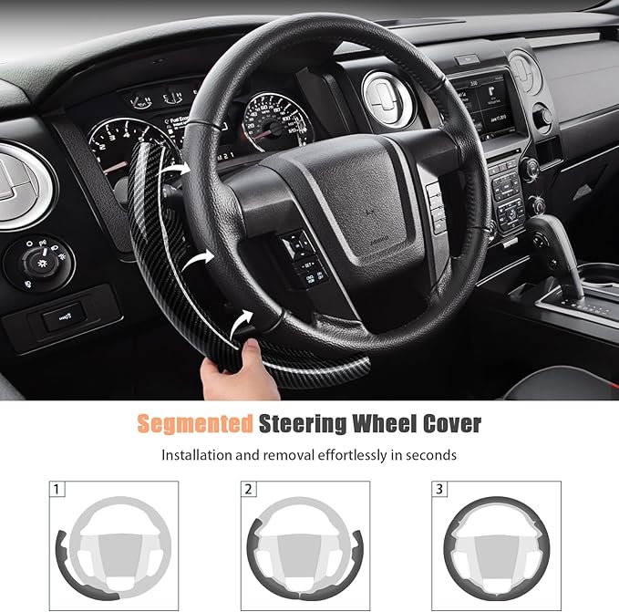 Steering Wheel Cover for Ford F150 2009-2014/Ford Expedition 2015-2017 Custom-fit Car Steering Wheel Cover for Ford Steering Wheel Protector