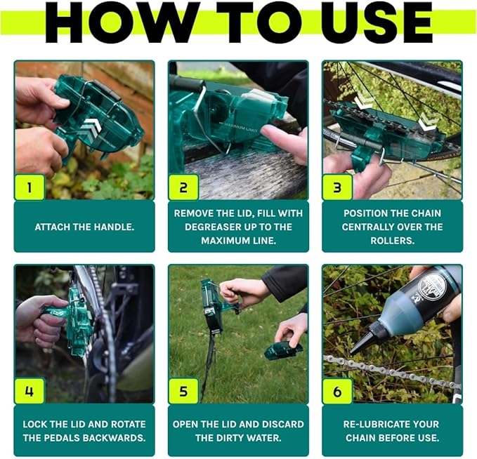 VeloChampion Green Handheld Bike Chain Cleaning Tool | No Chain Removal Needed | Durable Easy To Use for Through Bicycle Chain Maintenance