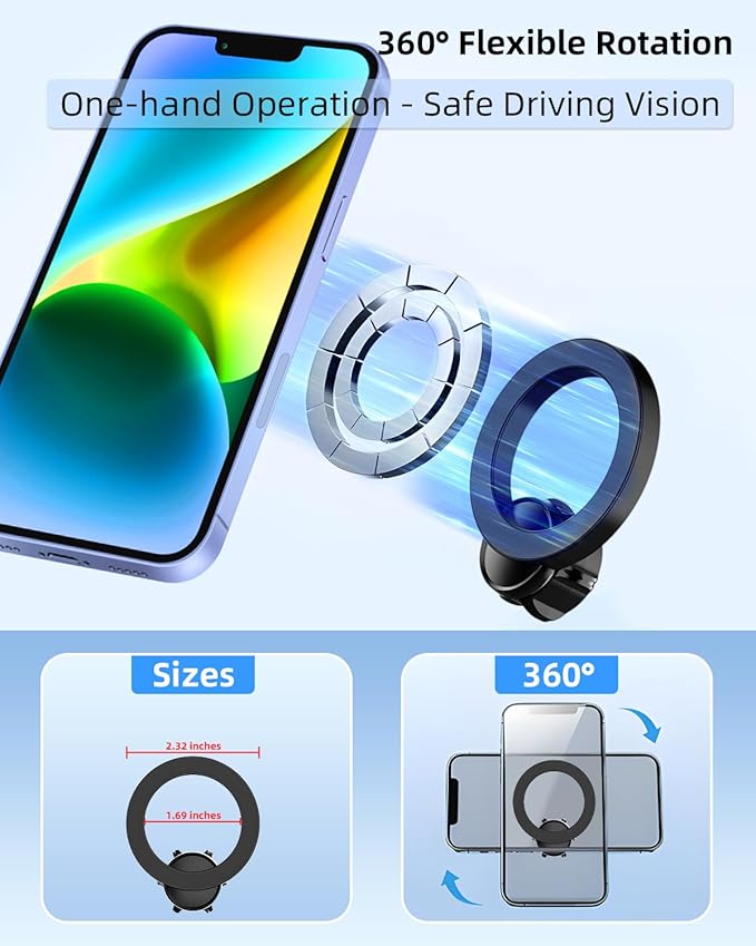PZK Car Phone Mount for Toyota Tundra 2007 2008-2011 2012 2013 /Sequoia 2008-2011 2012 2013 Accessories Custom Air Vent Phone Holder Magnetic Hands Free 360° Rotation Cell Phone Automobile Cradles