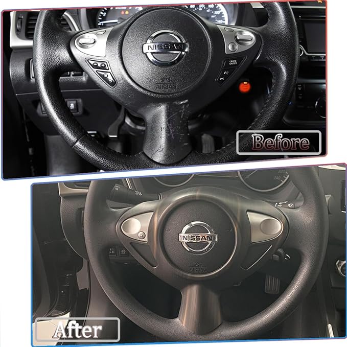 MUXEE Steering Wheel Button Frame,for Nissan Sentra 2016 2017 2018 2019 - ABS Wood Grain Sport Steering Wheel Frame Cover Steering Wheel Button Wrap Accessories
