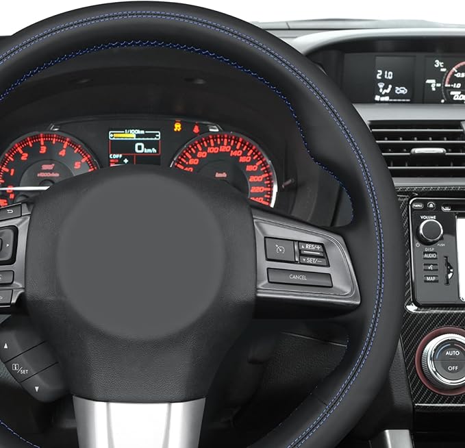 MEWANT Hand Stitch Steering Wheel Cover Wrap for Subaru WRX 2015-2021 / WRX STI 2015-2021 Steering Wheel Accessories for Subaru WRX