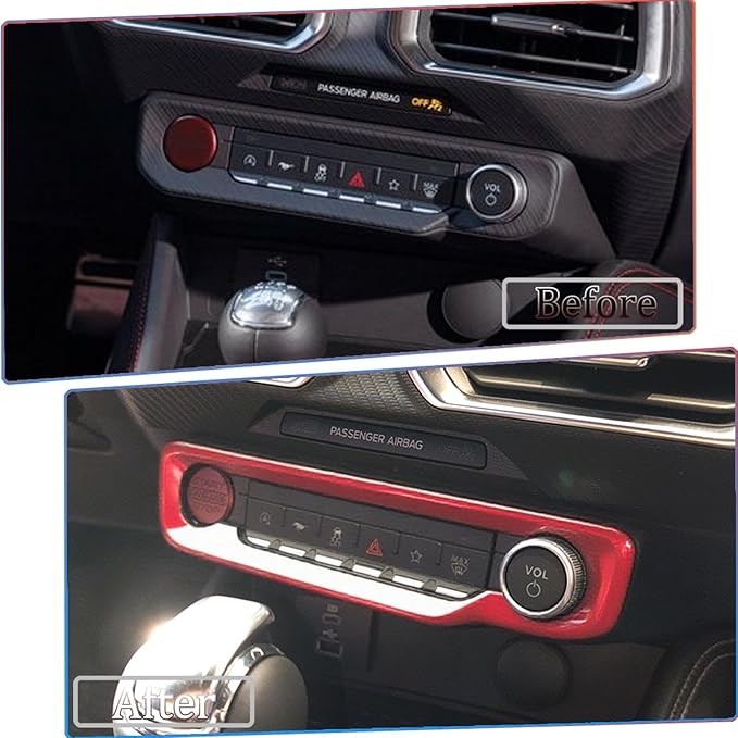 MUXEE A/C Control Panel Cover, for Ford Mustang 2024 2025 2026 - ABS Wine Red Dashboard AC Air Vent Outlet Sport Interior Trim Accessories