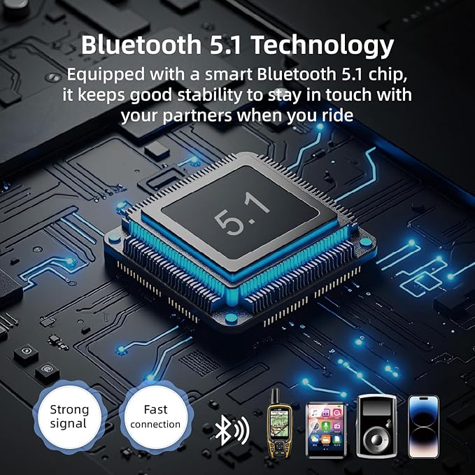 Novamente V6 Pro+ Motorcycle Helmet Bluetooth Intercom Headset, Up to 6 Riders 2-Way IP65 Waterproof Wireless Motorbike Communication System for Dirt Bike/ATV/Off Road, 2Packs