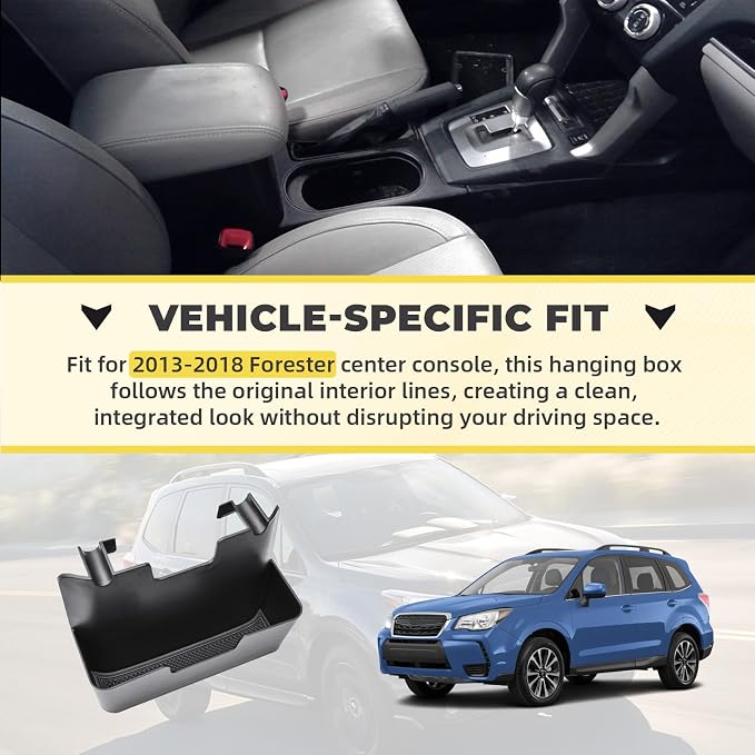 Bundle of Center Console Organizer and Armrest Hanging Storage Box, Compatible with 2013-2018 Subaru Forester, ABS Storage Compartment Divider