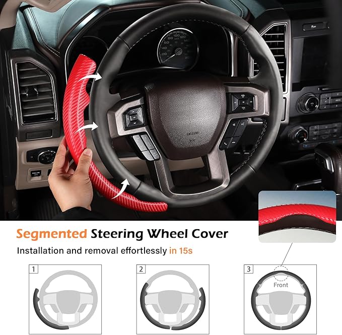 Steering Wheel Cover for Ford F150 2015-2020/F250 2017-2021/F350 2017-2021/F450 2017-2021/F550 2017-2021/Ford Expedition 2018-2021 Custom-fit Car Steering Wheel Cover for Ford Steering Wheel Protector