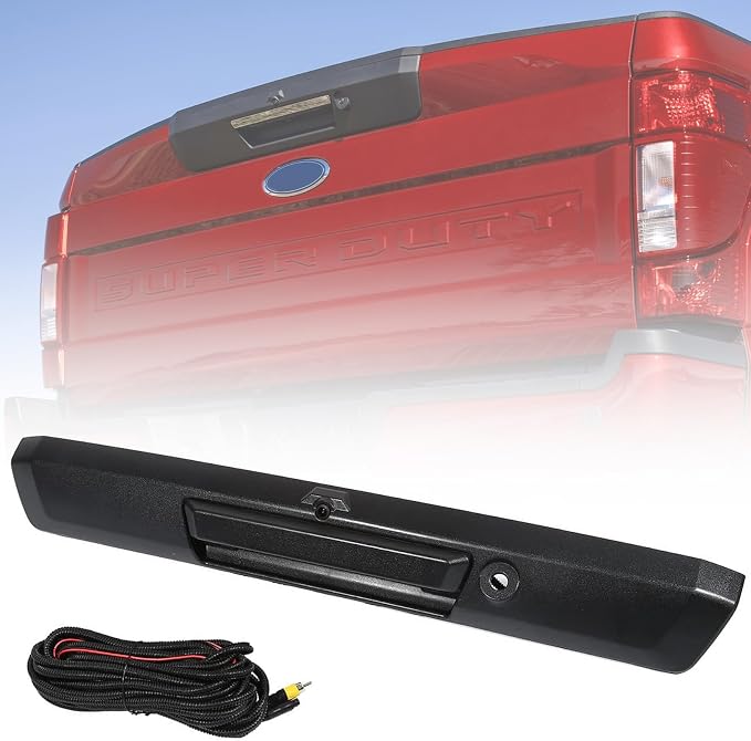Tailgate Handle with Backup Camera for 2017-2022 Ford F250 F350 F450 Super Duty Without Release Button Pickup Truck Rear View Parking Reverse Camera Replacement OE# HC3Z-9943400-NB HC3Z-9943400-NA