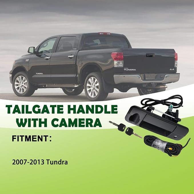 Backup Camera Tailgate Handle Rear View Camera Liftgate Latch Handle with Key Lock Cylinder Black fit for 2007-2013 Toyota Tundra Replaces 69090-0C051 690900C051