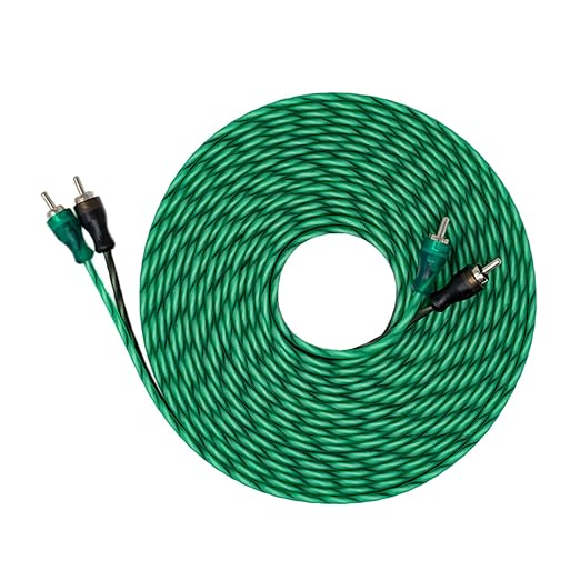 SoundBox 4 Gauge Amplifier Wiring Complete Kit, Extra Long 20 Foot Power & RCA Cables - Green