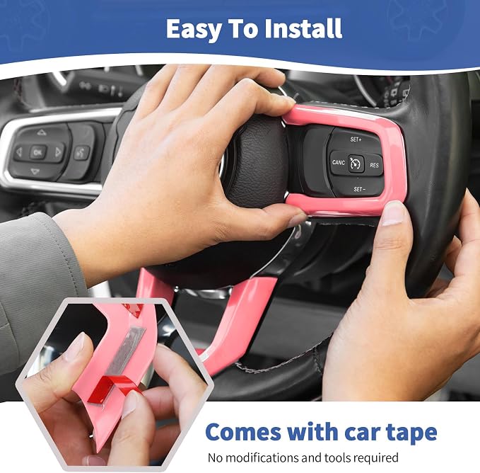 RT-TCZ for Wrangler JL Pink Interior Trim Kit, JL Dash Air AC Vent Trim for Jeep Wrangler JL JLU Gladiator JT 2018-2023 Pink Interior Accessories 23pcs
