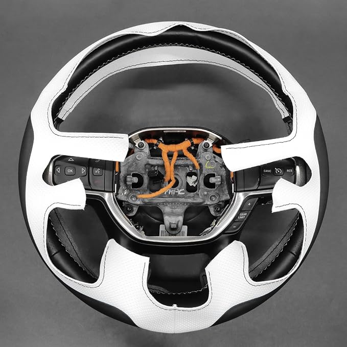 MEWANT Hand-Stitched Steering Wheel Cover Wrap for Dodge Ram 1500 2019-2023 Steering Wheel Accessories for Dodge Ram(Backsides Without Buttons)