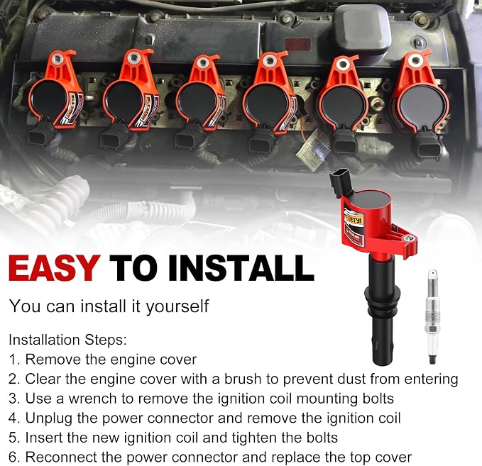 8 Pack Ignition Coil DG511 & Iridium Spark Plugs SP546 – Compatible with Ford F-150, F-250, F-350, Expedition, Explorer, Mustang, Crown Victoria, Lincoln Navigator, Mercury Mountaineer – 4.6L 5.4L V8