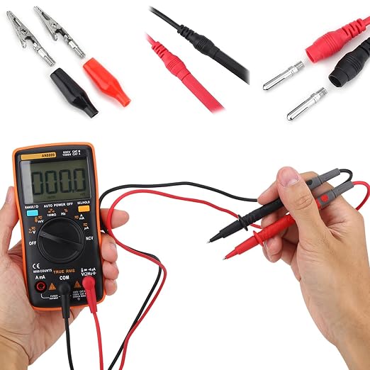 Digital Multimeter Tester AN8009 with Bag, Voltmeter Multimeter with Backlit LCD Display, Voltage Ammeter OHM Meter with 16 in 1 Multifunctional Test Line