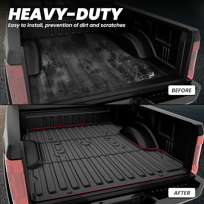 LASFIT Bed Mat 6.75ft for Ford F250 F350 F450 2017-2026 Super Duty 81.9" Truck Bed Liner, All Weather TPE Car Bed Mat for F-250 F-350 F-450, 1PC Black
