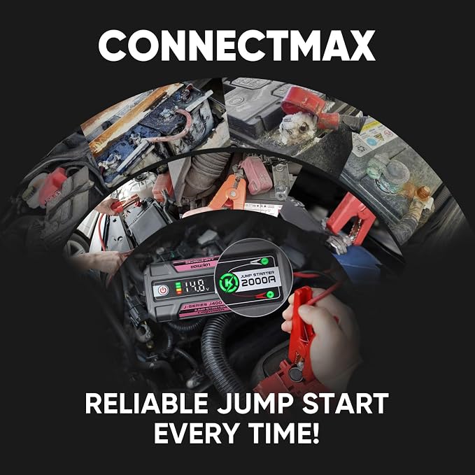 LOKITHOR J400 Jump Starter - 12V 2000A Lithium Battery Jump Pack, Portable Jump Box, Car Starter, Jumper Cables - for Up to 8.0L Gas & 6.0L Diesel Engines | ConnectMax Tech - Smart Digital Display