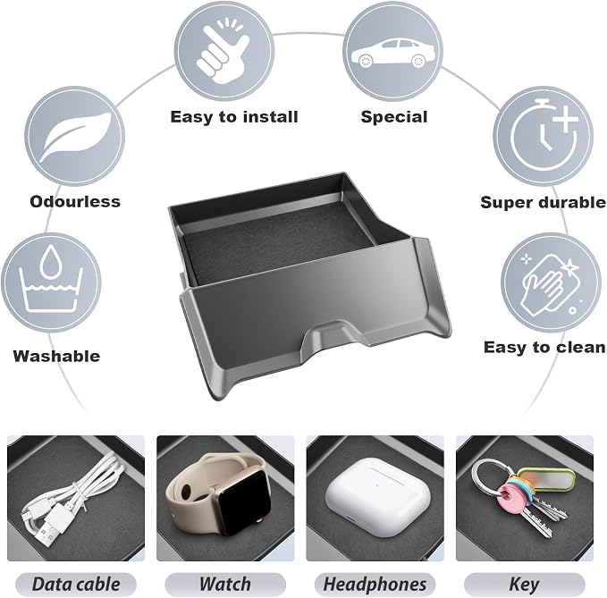 SKTU 2026 RAV4 Lower Drawer Storage Box for 2026+ Toyota RAV4 (LE/SE/XLE Premium/Woodland/XSE/Limited) Drawer Storage Box Toyota RAV4 2026 Accessories Rubber Drawer Console Organizer
