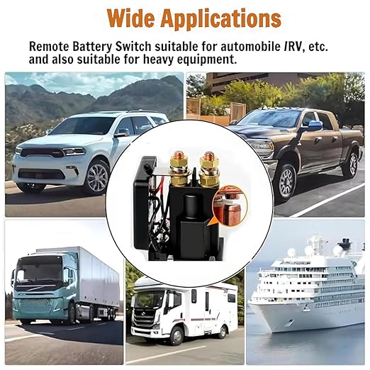12V Wireless Remote Battery Disconnect Switch, Remote Control Relay Master Switch, Anti-Theft Battery Kill Switch for Car, RV, ATV, Truck, Classic Car, DIY Installation