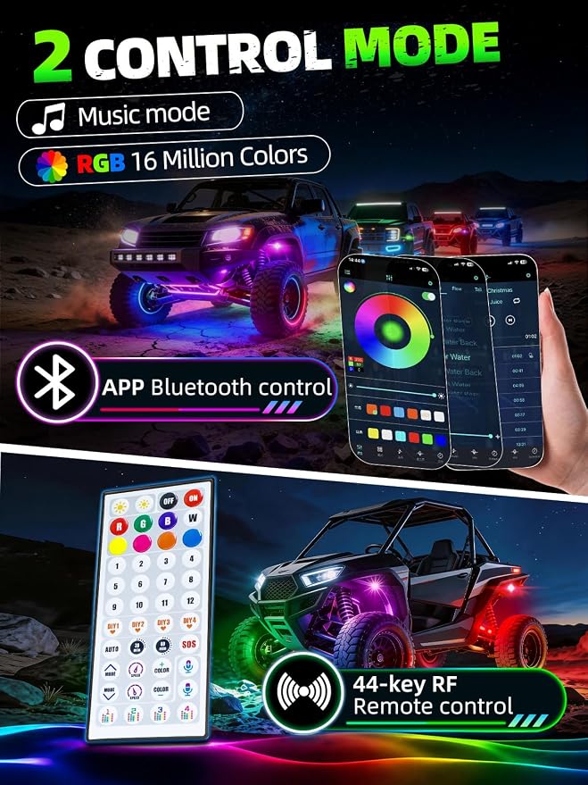 10 Pods RGB LED Rock Lights Aluminum 3D Multi-Sided Lighting w/Brake Turn Signal Reverse Mode, APP & Remote Control Music Voice Sync Underglow Lights for Trucks Offroad Utv Waterproof
