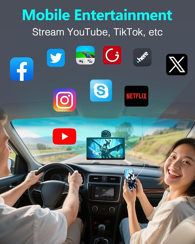 Thybro Portable Apple Carplay with Backup Camera: Plug-Play 15-Mins DIY Installation Carplay Screen - Compatible with 99% of Older Cars Upgraded - Wireless Seamless Connection for Apple/Android Auto