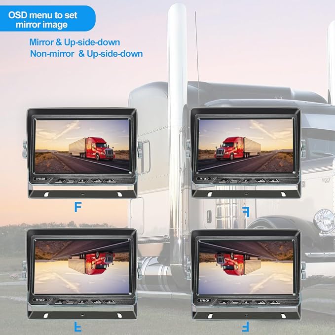 AHD 1080P 7" WIRED MONITOR REAR VIEW BACKUP CAMERA SYSTEM,HEAVY DUTY, IP69K WATERPROOF CAMERA NIGHT VISION EASY INSTALLATION FOR TRUCK, TRACTOR, VAN, RV