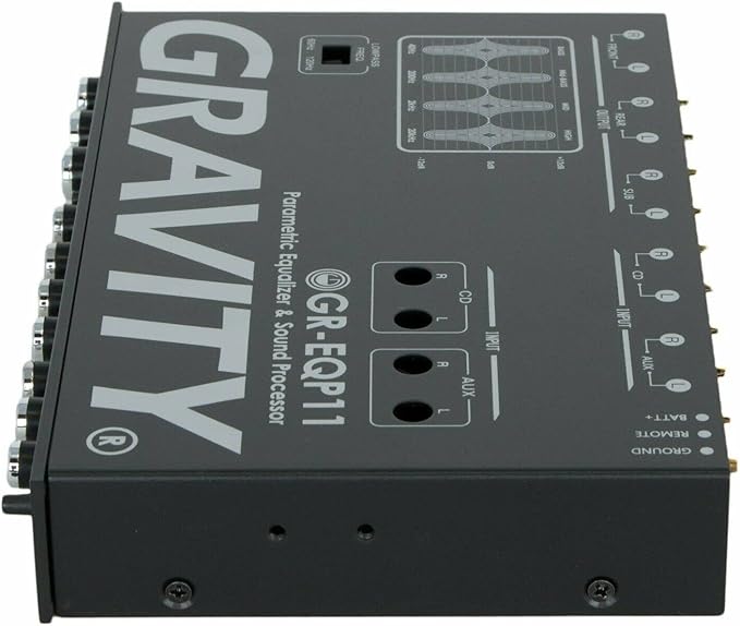 Gravity GR-EQP11 Digital Bass Machine 1/2 Din 9V 4-Way Car Parametric Equalizer w/Front, Rear + Sub Output and Night Illumination