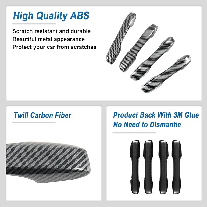 Carbon Fiber Exterior Door Handle Cover Compatible with 2023-2026 Honda CR-V CRV, Outside Door Handle Protector for Honda Civic Accord CR-V HR-V Acira Integra ADX