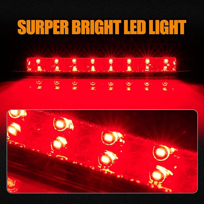 Third 3rd Brake Light LED for 2014-2019 Nissan Rogue, High Mount Rear Brake Lights Assembly for 14-19 Nissan Rogue, Waterproof Center Cab Lamp Stop Light (Red)