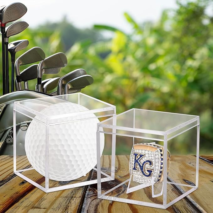15 Pack Championship Ring Display Case Clear Acrylic Case Display Box for Sports Baseball Basketball Softball Golf Single Ring Coin Holder Stand, 2.16 Inch
