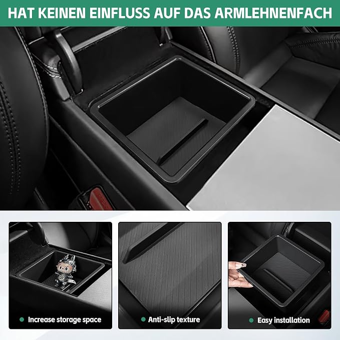 Center Console Organizer Tray for Tesla Model Y Juniper Accessories, Armrest Hidden Storage Box Cup Holder Armrest Cover for Tesla Model Y Juniper 2025 2026 5PCS