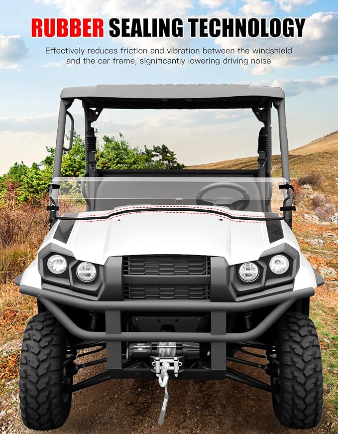 Front Half Windshield for Kawasaki Mule Pro-MX, UTV Clear Front Half Windscreen PC Scratch Resistant Windshield for Kawasaki Mule Pro MX 2019-2026 Accessories
