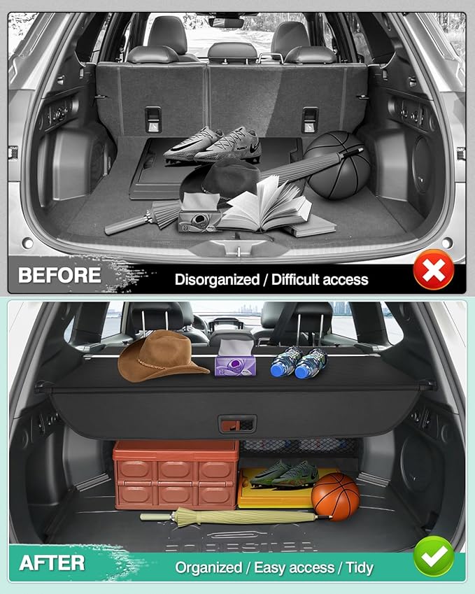 Powerty Cargo Cover for 2025 2026 Subaru Forester Accessories Trunk Cover Retractable Trunk Shielding Shade Cargo Luggage Cover Black