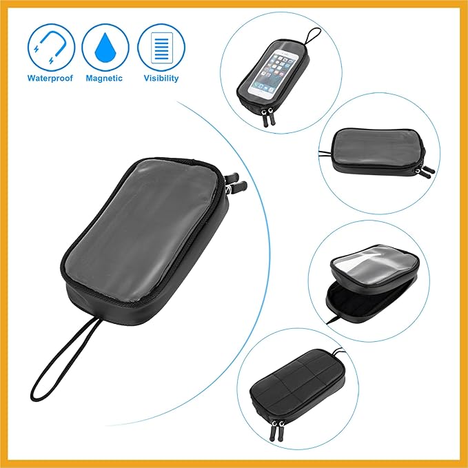 Universal 7 Inch Magnetic Tank Bag Phone Holder Case Saddlebag Faux Leather Waterproof for Motorbike Replacement