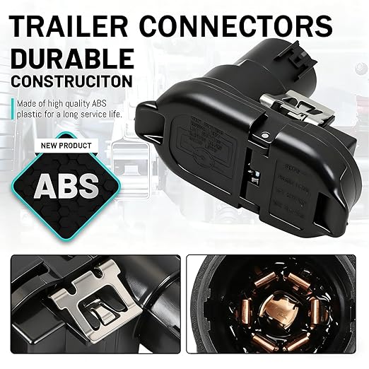 68014986AB Trailer Tow Connector Plug for Dodge RAM 1500 2500 3500 | for Jeep Ford Chevy and Other Series 7 Way Blade and 4 Way Flat Trailer Tow Connector