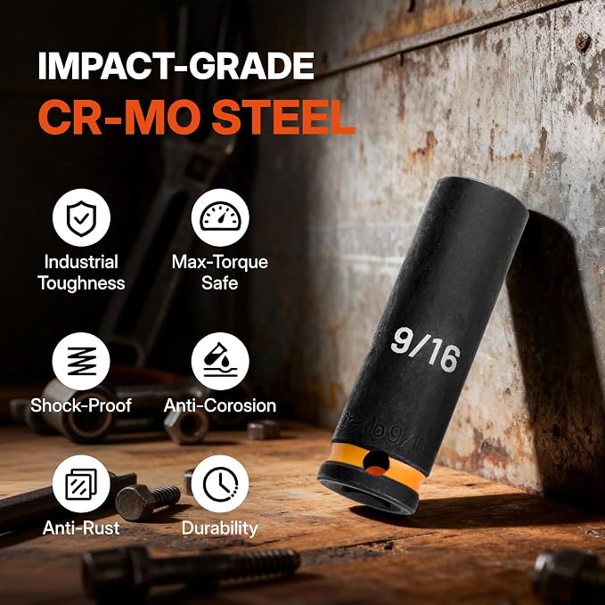 BLACK CANYON 72-Piece 3/8" Drive Impact Socket Set, SAE & Metric Deep & Shallow 6-Point Sockets, Cr-Mo Impact Grade Steel, Heavy-Duty Storage Case for Auto, Truck & Industrial Repair