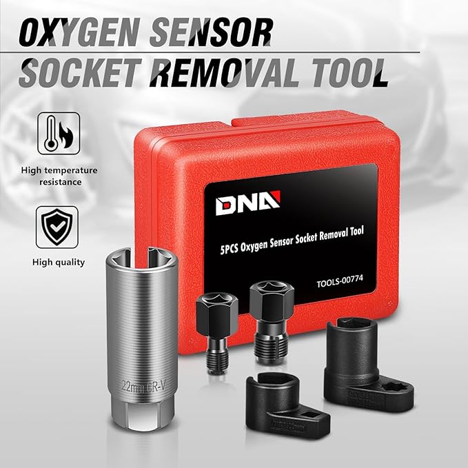 DNA MOTORING 5pcs Oxygen Sensor Socket & Thread Chaser Set Universal Fit Sensor Wrench Removal Tool 1/2" & 3/8" Drive Sockets M12 & M18 Thread Repair Tools, TOOLS-00774