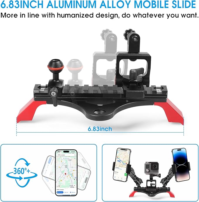 sukemichi Phone Mount for Bronco, Multifunctional Dash Cell Phone Holder Mount Camera Mount for Ford Bronco Accessories 2021-2026 2 Door 4 Door, 360° Adjustable Cell Phone Holder for NATO Rail